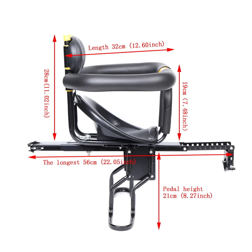 Siège de vélo pour enfants avec garde-corps enveloppant – Siège enfant avant pour vélo, position réglable, deux options de montage