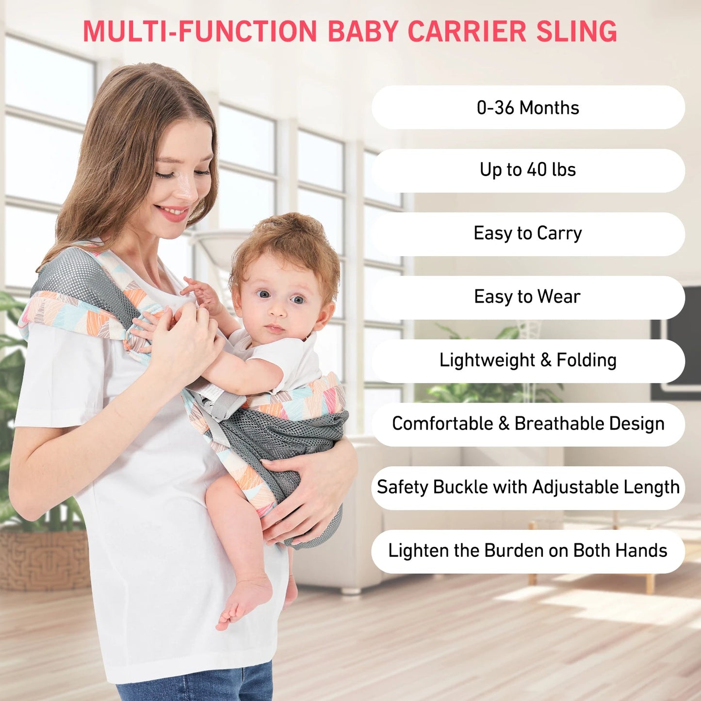 Ceinture Sangle bébé réglable, légère pour nouveau - né et tout - petit, avec ventilation en maille 0 à 2 ans - Bebechoupinou