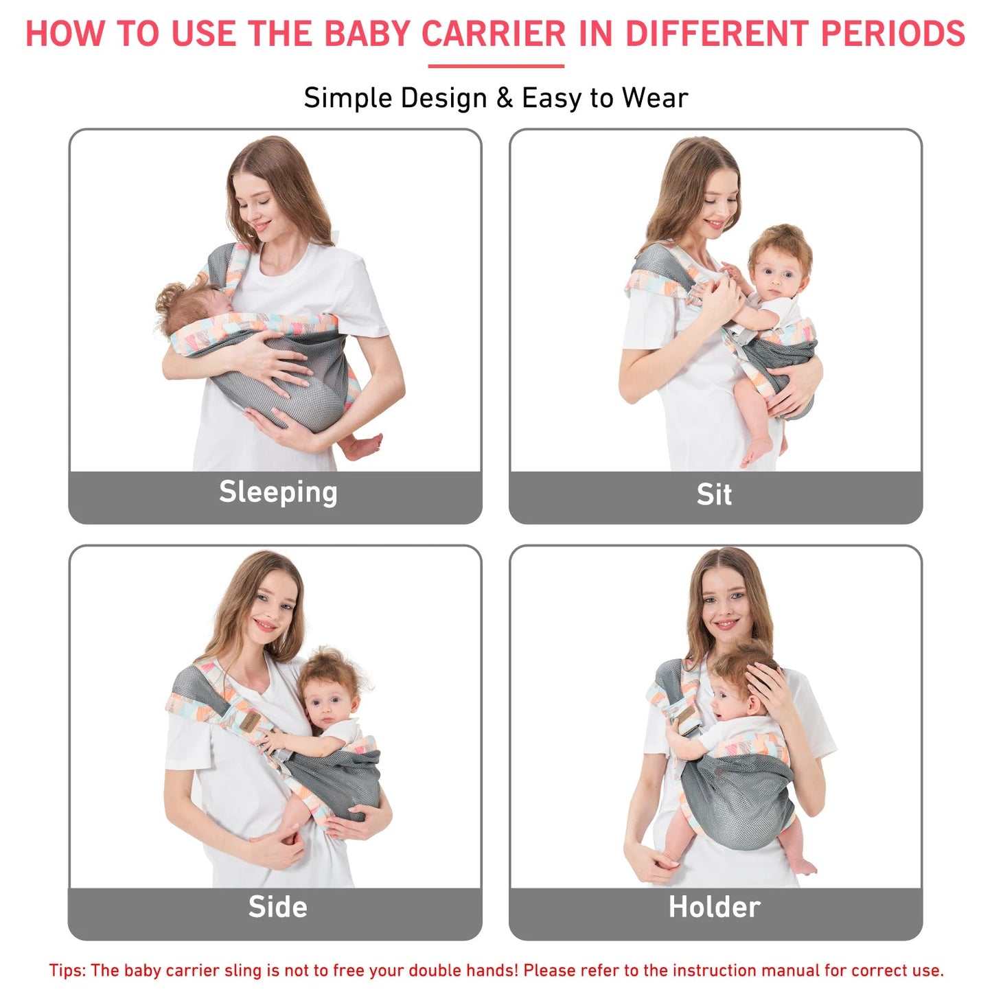 Ceinture Sangle bébé réglable, légère pour nouveau - né et tout - petit, avec ventilation en maille 0 à 2 ans - Bebechoupinou