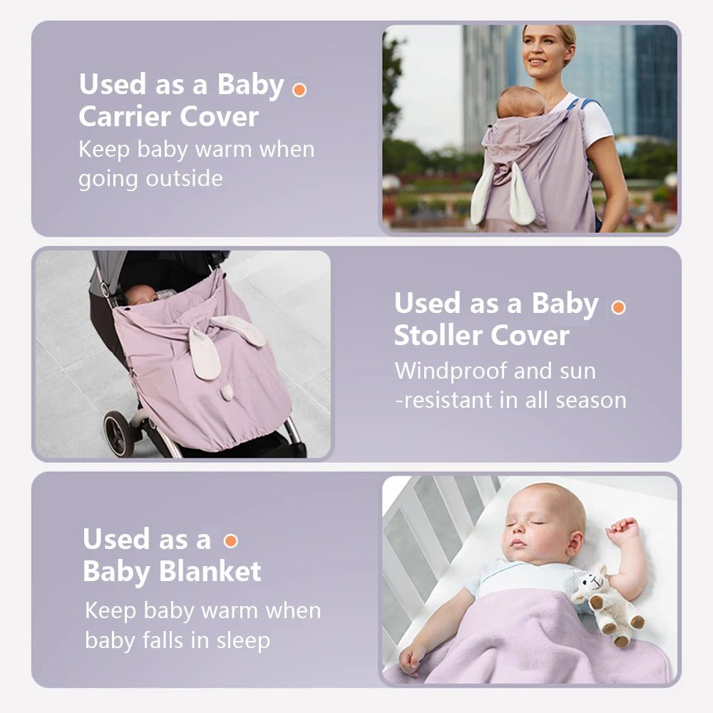Housse à capuche Oreilles Lapin extensible pour poussette de bébé mais peut également se porter sur les épaules ou utiliser comme couverture - Bebechoupinou