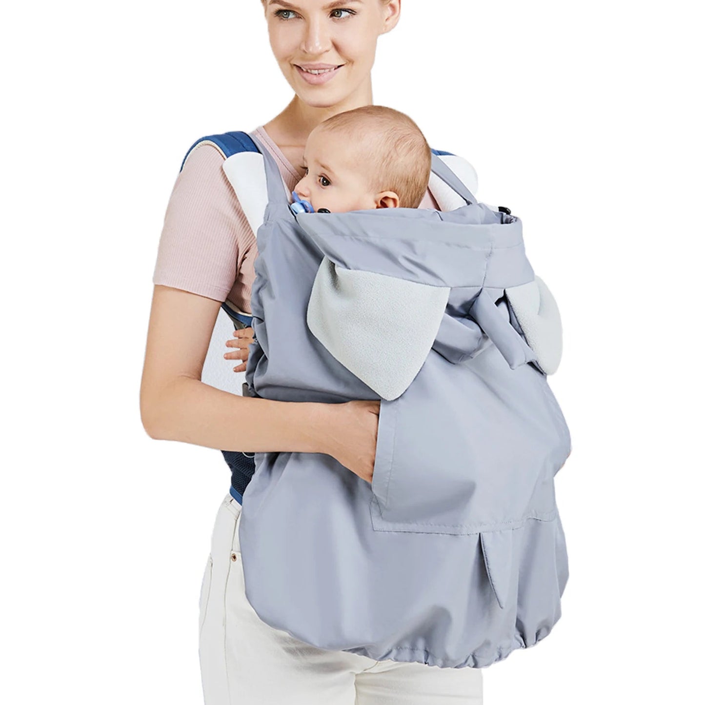 Housse à capuche Oreilles Lapin extensible pour poussette de bébé mais peut également se porter sur les épaules ou utiliser comme couverture - Bebechoupinou