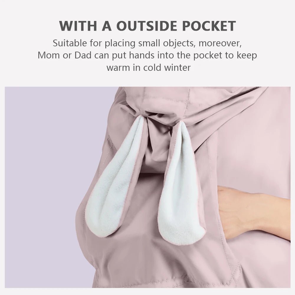 Housse à capuche Oreilles Lapin extensible pour poussette de bébé mais peut également se porter sur les épaules ou utiliser comme couverture - Bebechoupinou