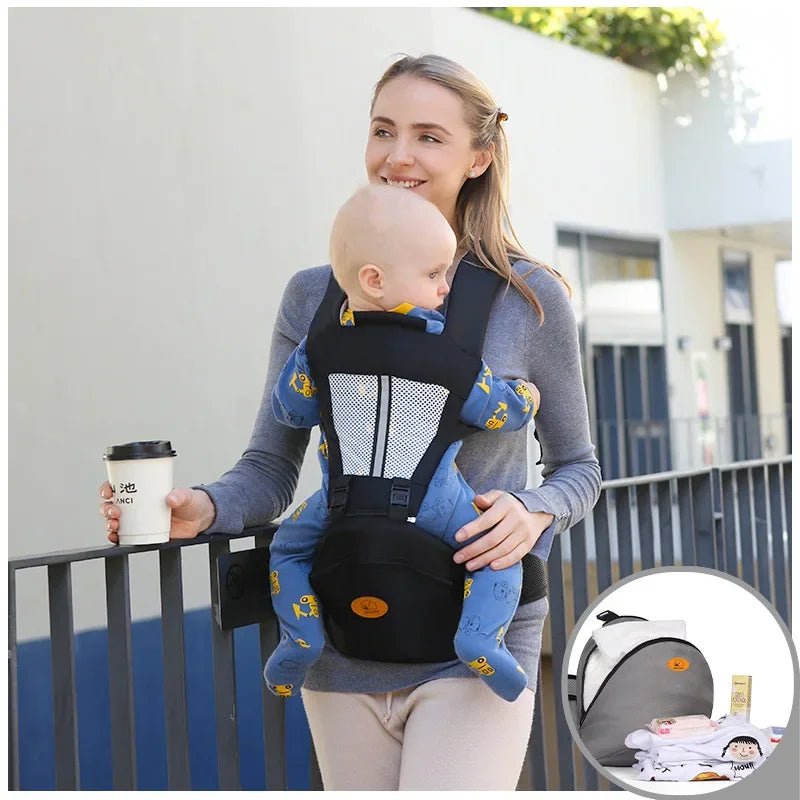 Porte - bébé avec siège de hanche et soutien lombaire - Bebechoupinou