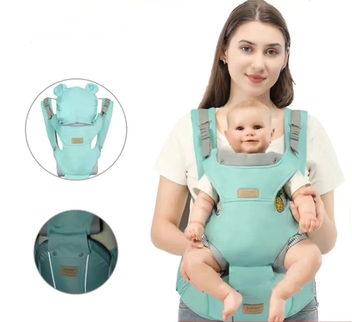 Porte - bébé sac à dos bretelles pour enfant de 0 à 36 mois avec chapeau coupe - vent et bandes lumineuses - Bebechoupinou