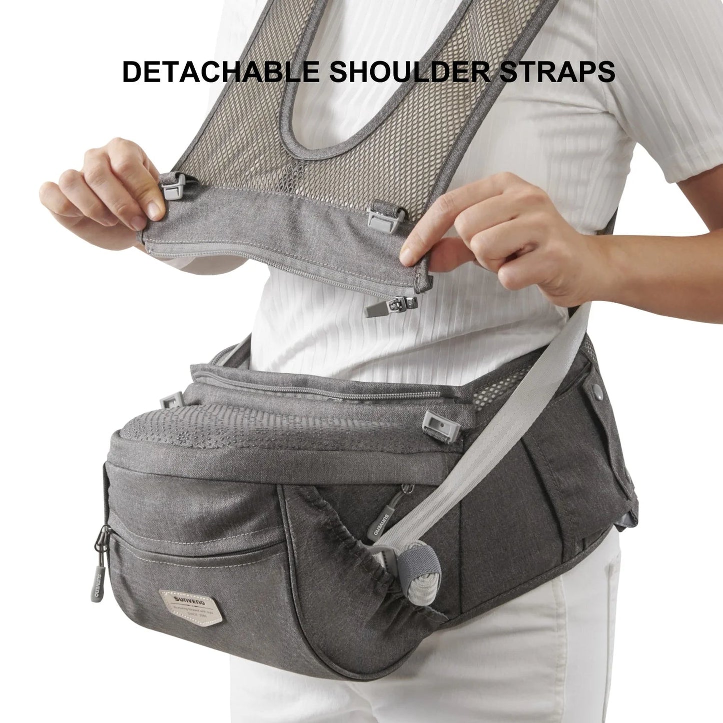 Porte bébé Siège de hanche ergonomique pour enfant avec ceinture réglable avancée et diverses poches - bébé de 0 à 6 ans - Bebechoupinou