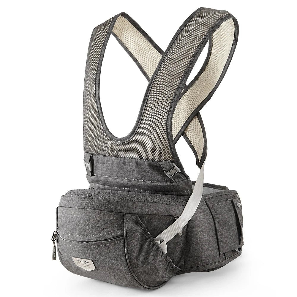 Porte bébé Siège de hanche ergonomique pour enfant avec ceinture réglable avancée et diverses poches - bébé de 0 à 6 ans - Bebechoupinou