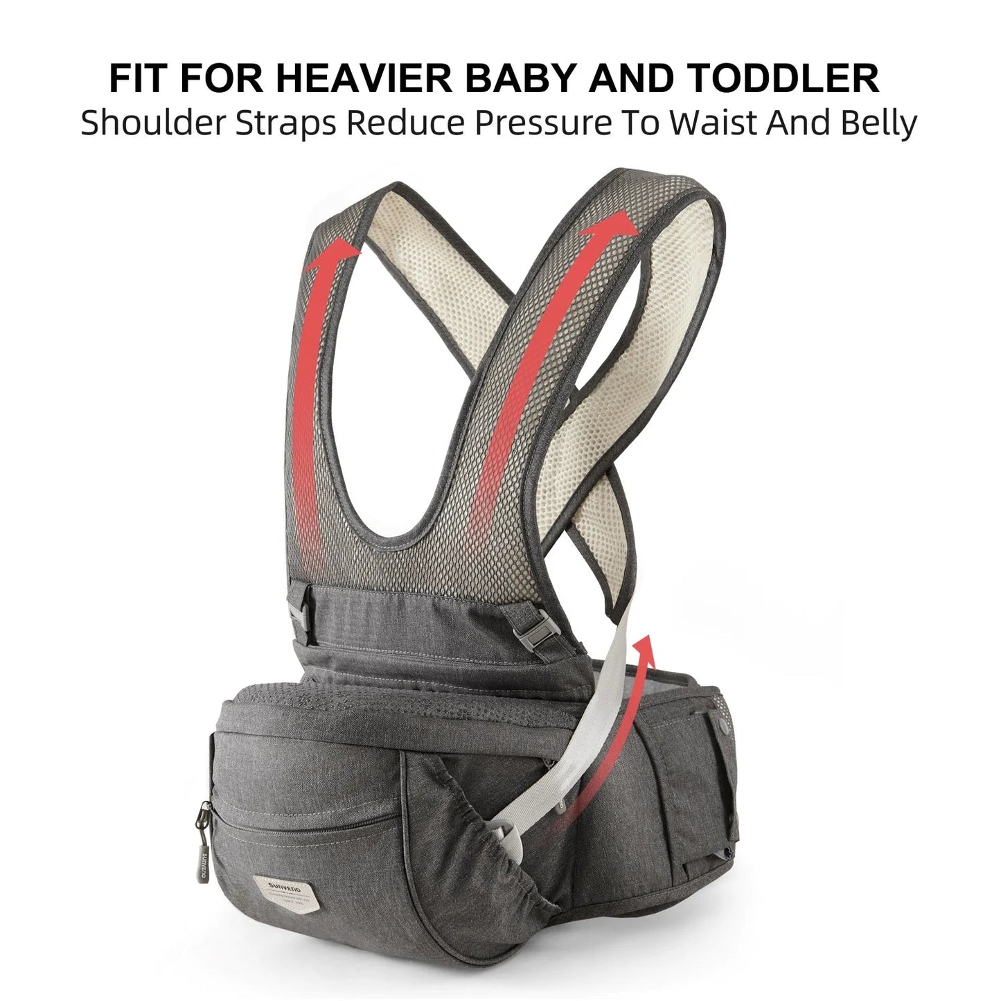 Porte bébé Siège de hanche ergonomique pour enfant avec ceinture réglable avancée et diverses poches - bébé de 0 à 6 ans - Bebechoupinou